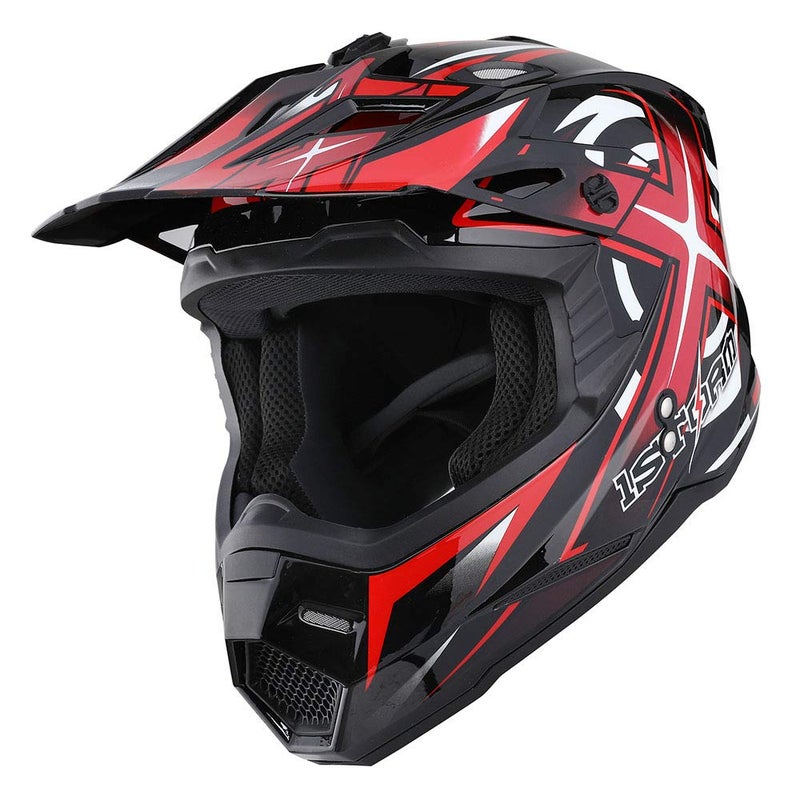 1Storm Adult Motocross Helmet BMX MX ATV Dirt Bike Four Wheeler Quad Motorcycle Full Face Helmet Racing Style: HF801 Sonic Red - Image 1